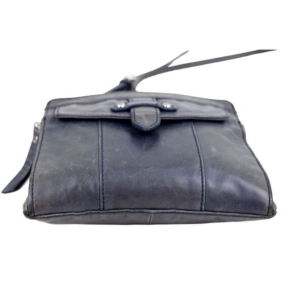 PERLINA DARK GRAY GENUINE LEATHER X-BODY ORGANIZER SHOULDER BAG HANDBAG PURSE - Picture 5 of 13